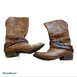 Cato Womens Brown Buckle Boots Sz 8